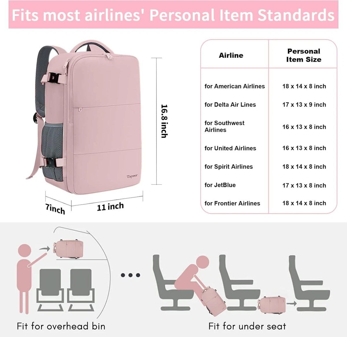 Travel Backpack for Women - Carry On Amourpink