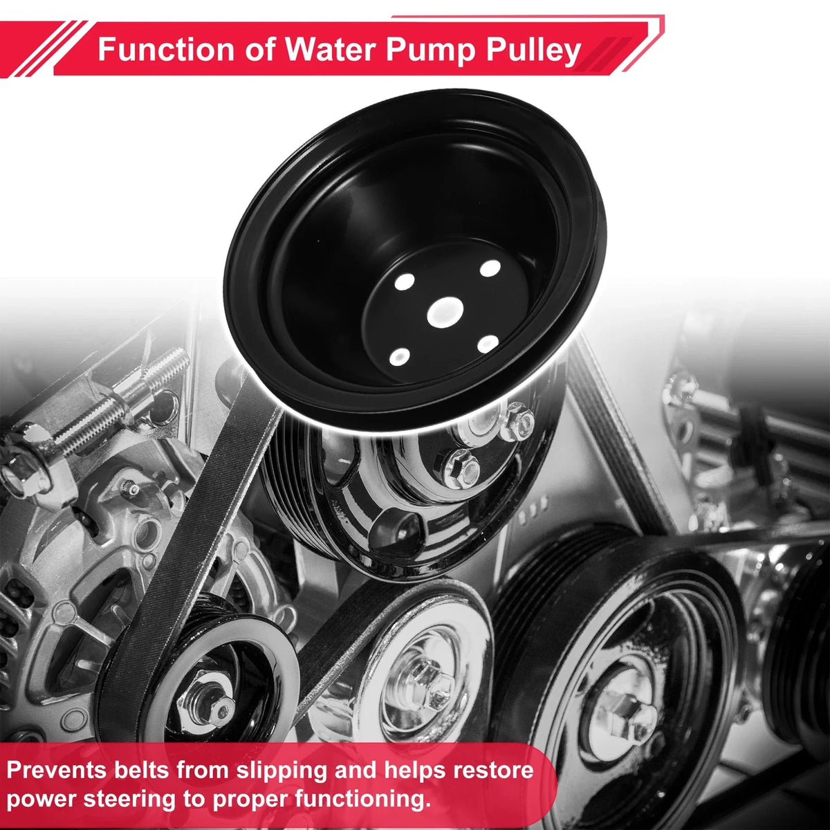 LWP Single-Groove Long Water Pump Pulley for Chevy SBC Small Block (262–267)