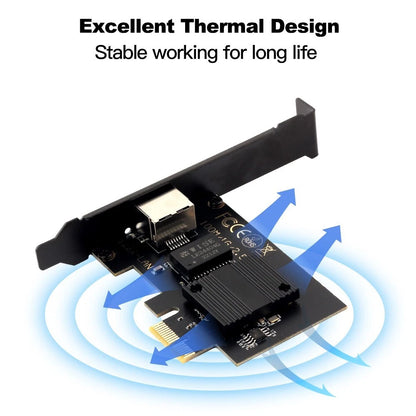2500Mbps PCIe to RJ45 Ethernet Network Adapter for Desktop