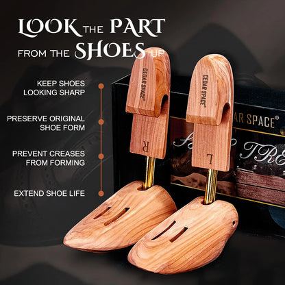 Set of 2 Cedar Wooden Shoe Stretchers for Size 6.5-14