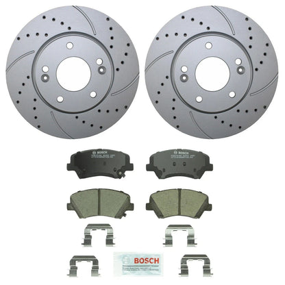 Front Brake Kit 280mm Drilled Disc Rotors & Bosch Ceramic Pads for Hyundai Kia