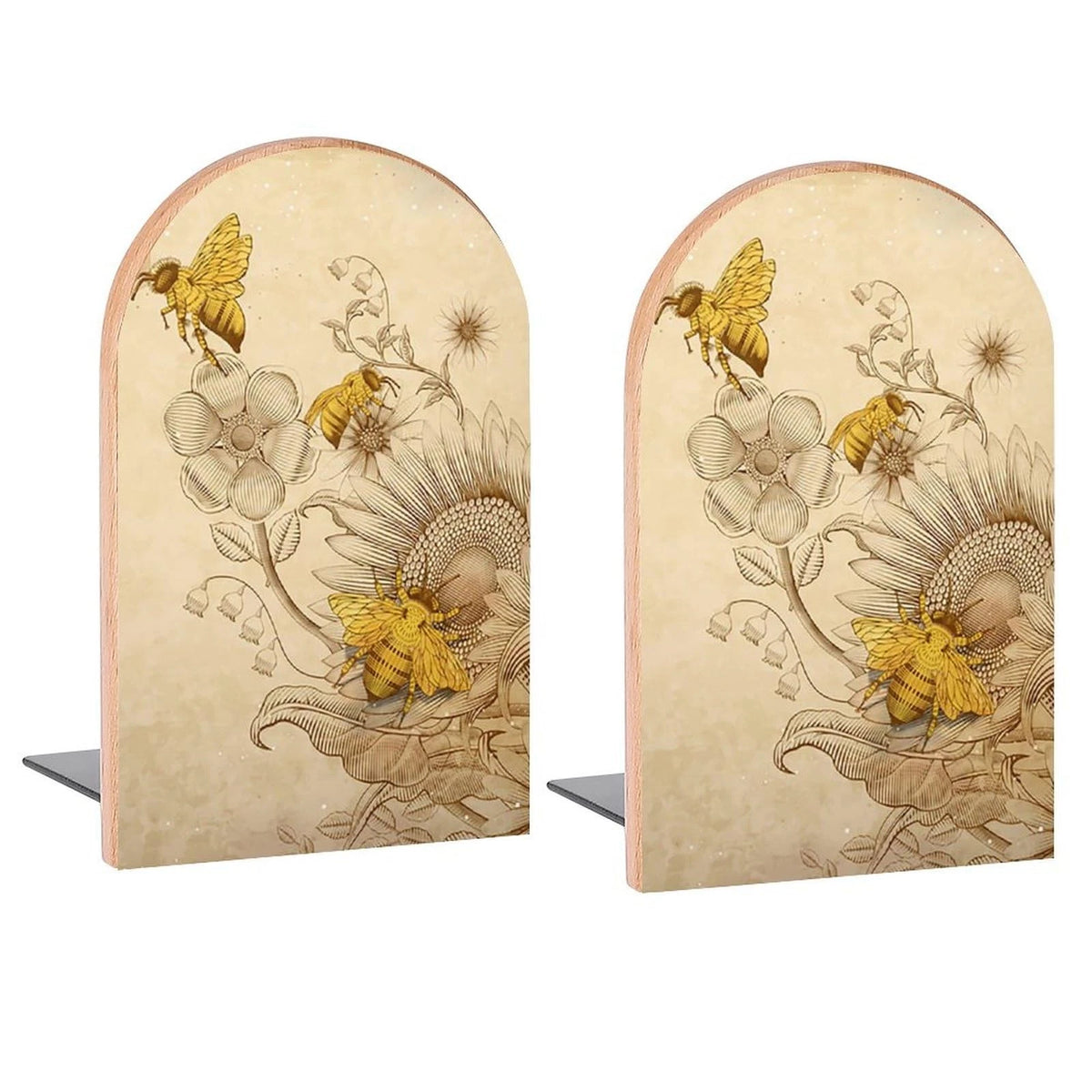 Pair of Decorative Wood Bookends for Shelves, 5x3.1 in