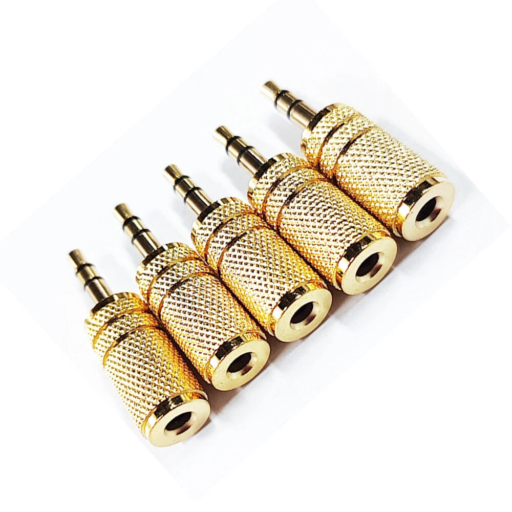 5Pcs 3.5mm Stereo TRS Male to Mono TS Female Audio Adapter