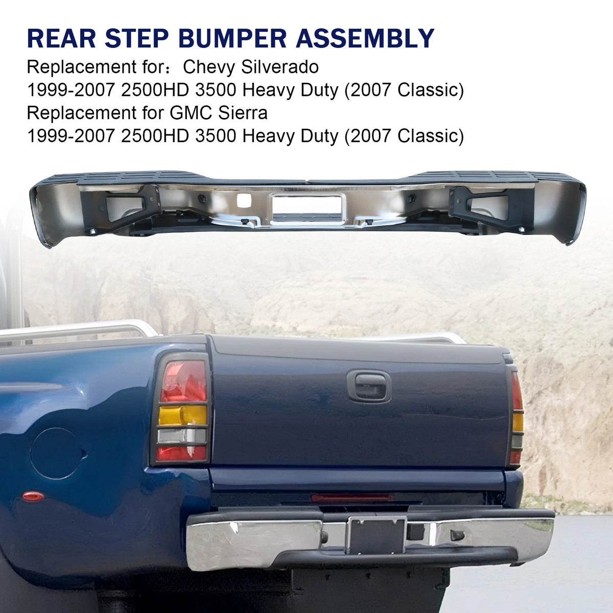 Rear Chrome Bumper for Chevy Silverado GMC Sierra 1500 (1999–2006) 15082619 12496085 GM1103122