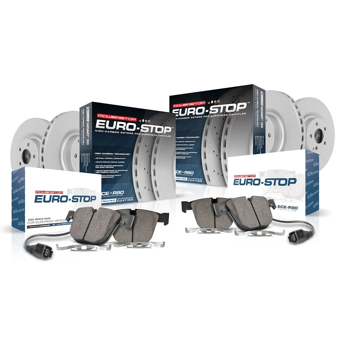Set of 4 Powerstop Brake Disc and Pad Kits ESK7970 for Mercedes-Benz GLC300 (2016–2018)