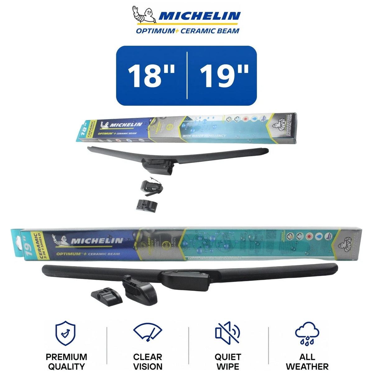 Set of 2 Michelin Optimum+ 18"/19" Wiper Blades for Mazda (2016–2025)