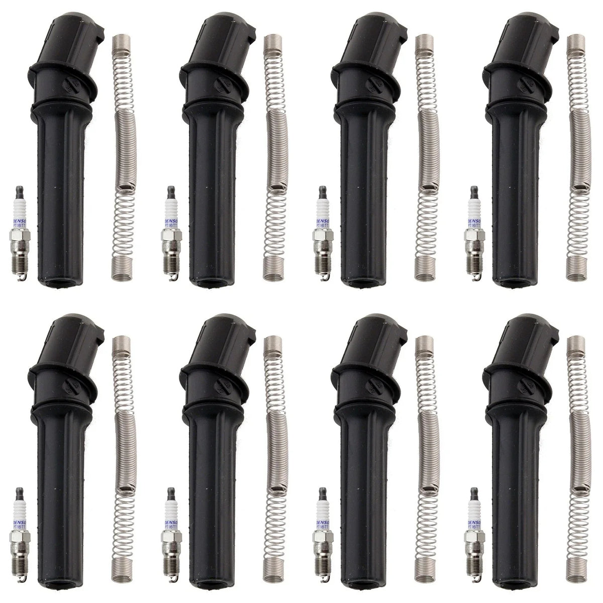Set of 8 Denso Platinum TT Spark Plugs & NGK Coil Boots for E150 F150 Mustang V8