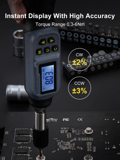 Digital Torque Screwdriver 1/4'' Drive 2.66-53.1 In-lb/0.3-6 Nm