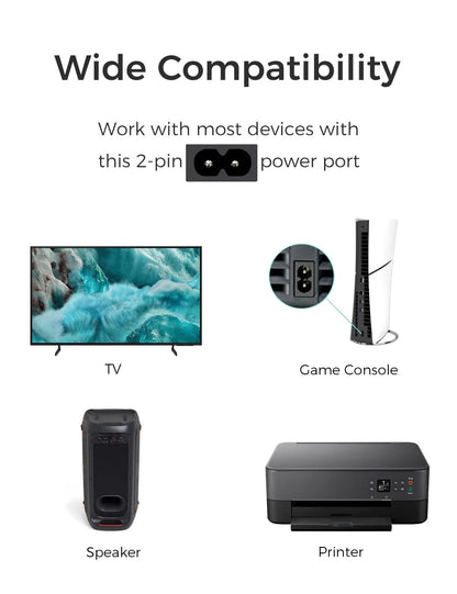 8Ft Power Cord for PS5 PS4 PS3 Slim Xbox Series S/X (No Part Numbers)