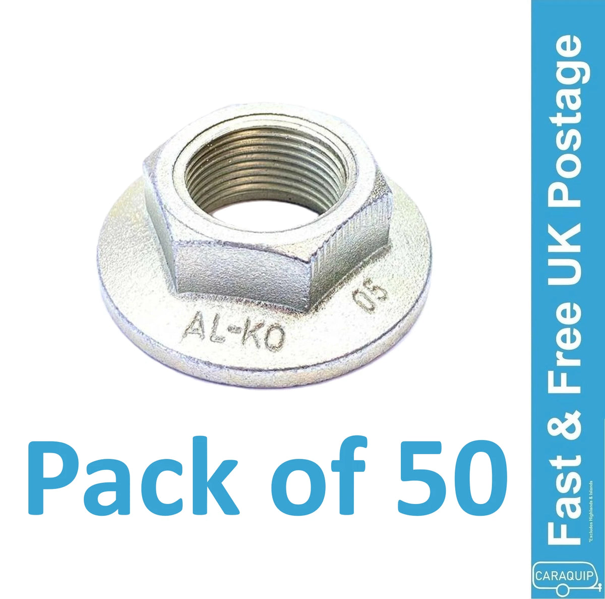 50 x Flange Nut One Shot Lock Nut for Caravan Motorhome (581200)