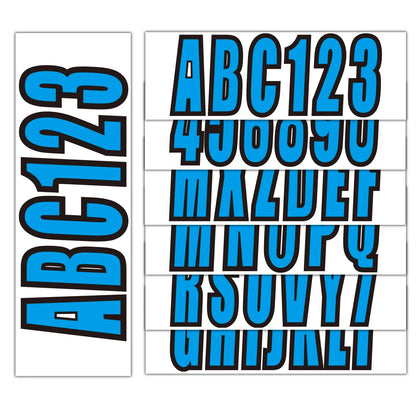 Set of 4 Custom Boat Registration Numbers Decal Stickers A-Z 0-9 Blue