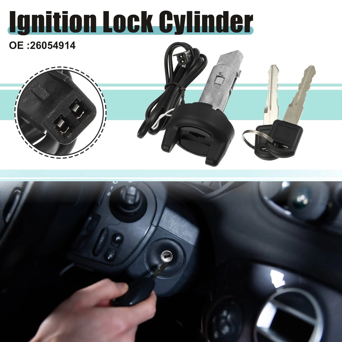 Ignition Switch Cylinder Lock for ACROPIX (3.45''x1.61'', Silver Tone, Black)