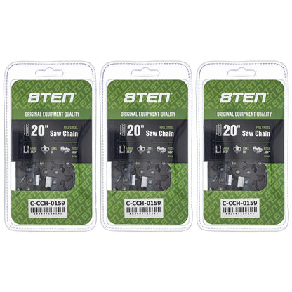 3-Pack Chainsaw Chain 20 Inch .063 .404 68DL for Stihl MS 064 660 056 088 084 (3946 005 0068, 39460050068)