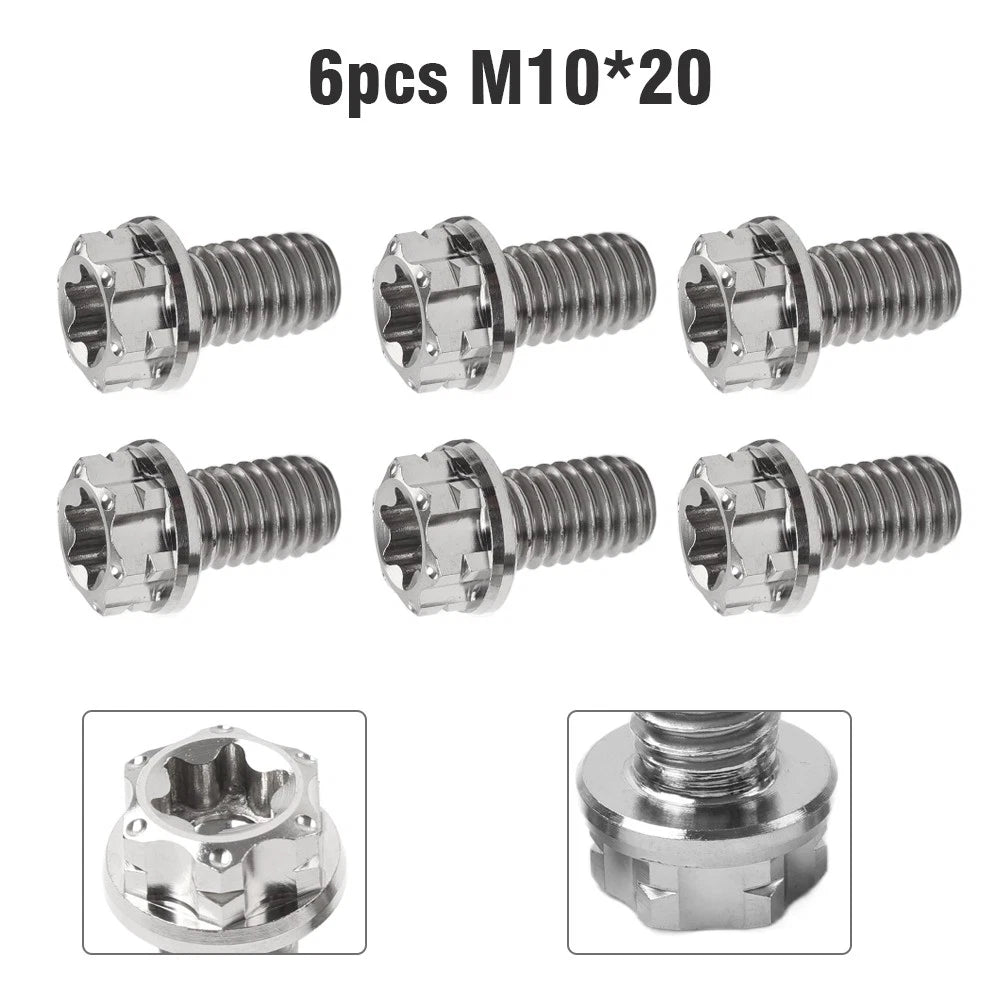 6X M10x20mm Torx Head Flange Screws for Motorcycle Bike