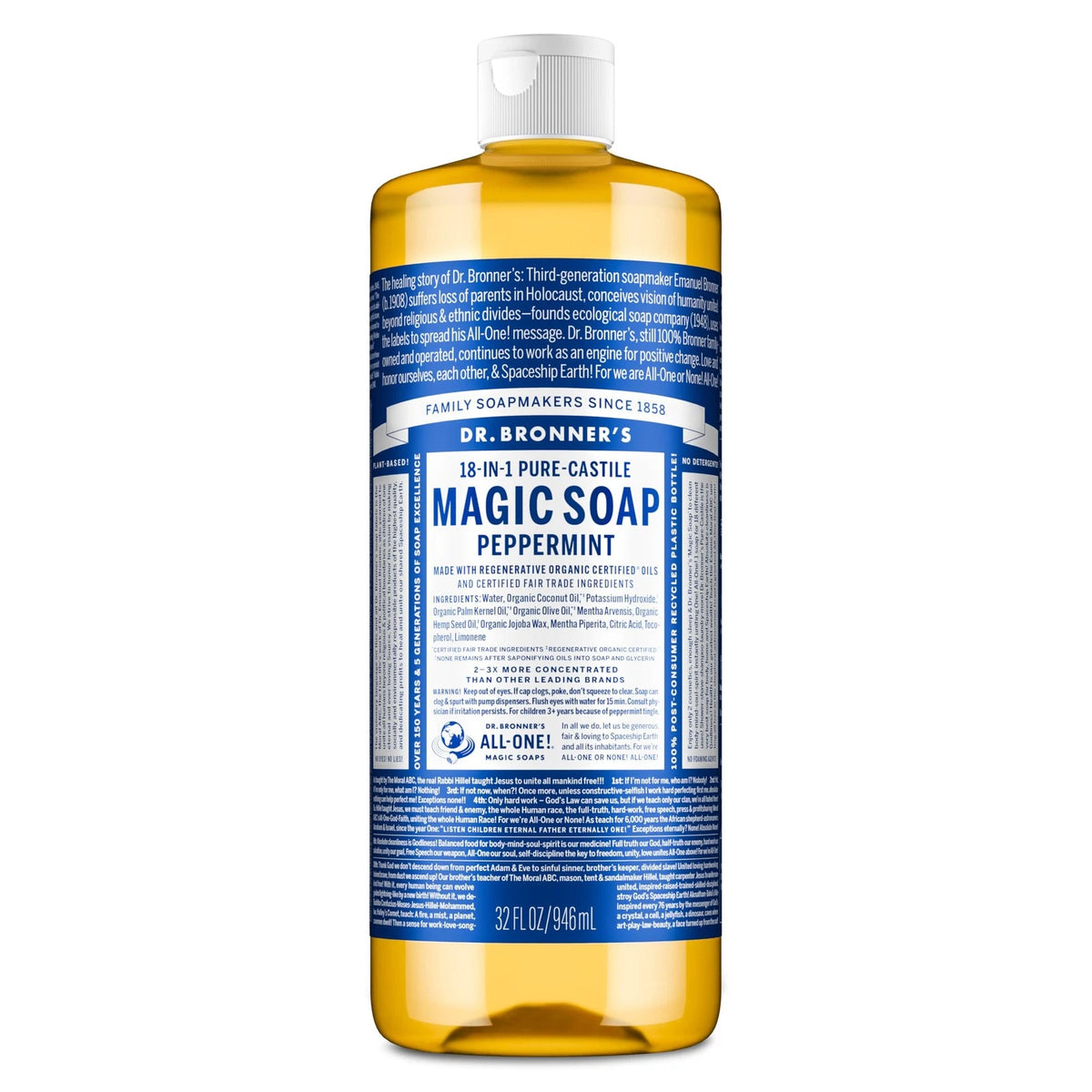 Dr. Bronner's Pure-Castile Liquid Soap 32 Fl Oz (Pack of 1)