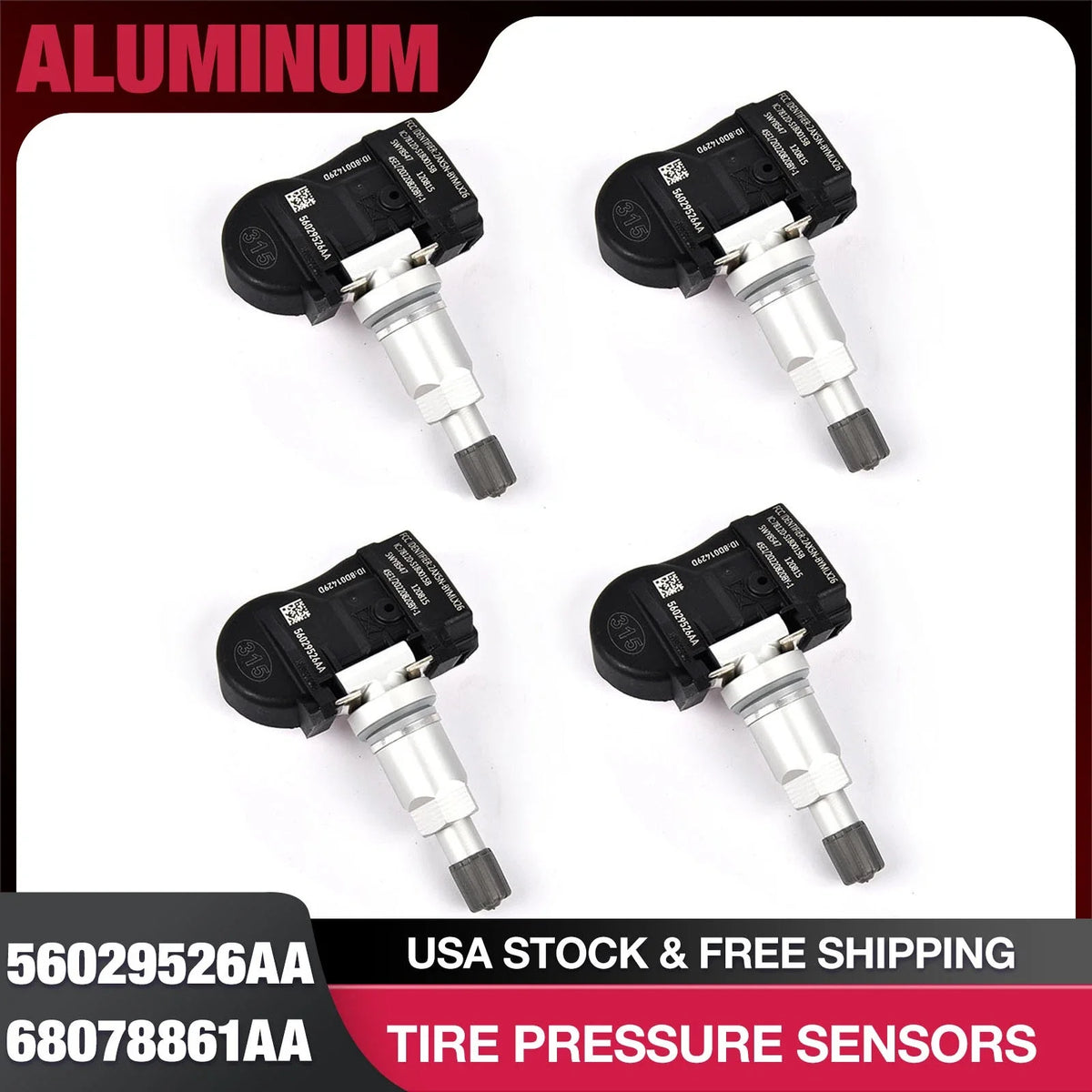 Set of 4 TPMS Tire Pressure Sensors for Chrysler Dodge Jeep