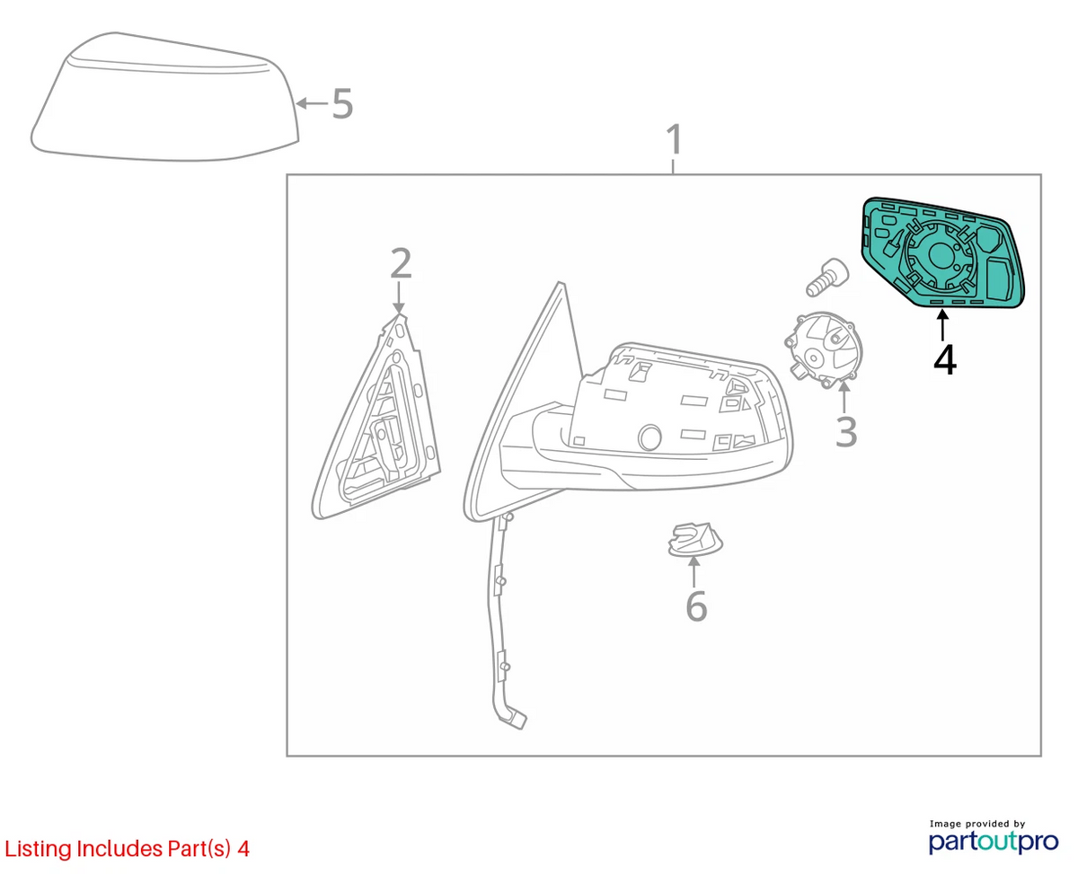O/S Rear View Mirror for Chevrolet Suburban Yukon XL (2015–2020) 22976558