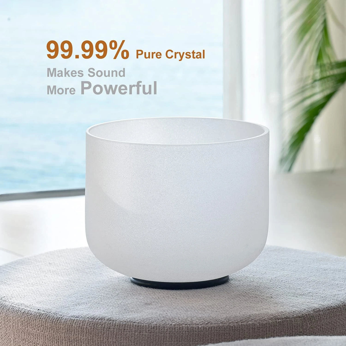8 Inch G Note Throat Chakra Frosted Quartz Singing Bowl (No Part Numbers)