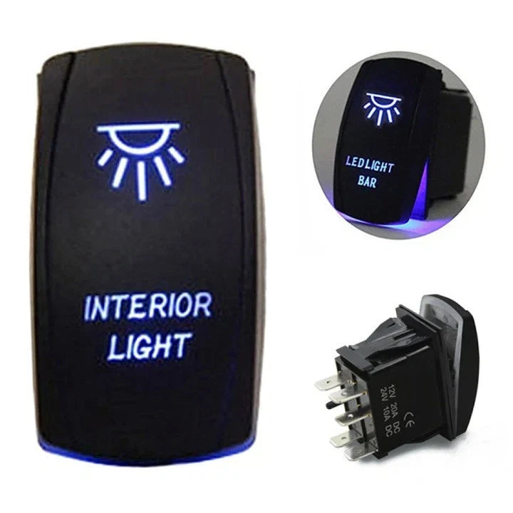 Rocker Switch LED Light Waterproof 20A-10A for Marine Boat (12V-24V)