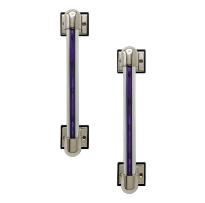 2 Purple Lighted Chrome Metal Grab Handles for RV Motorhome Camper Trailer