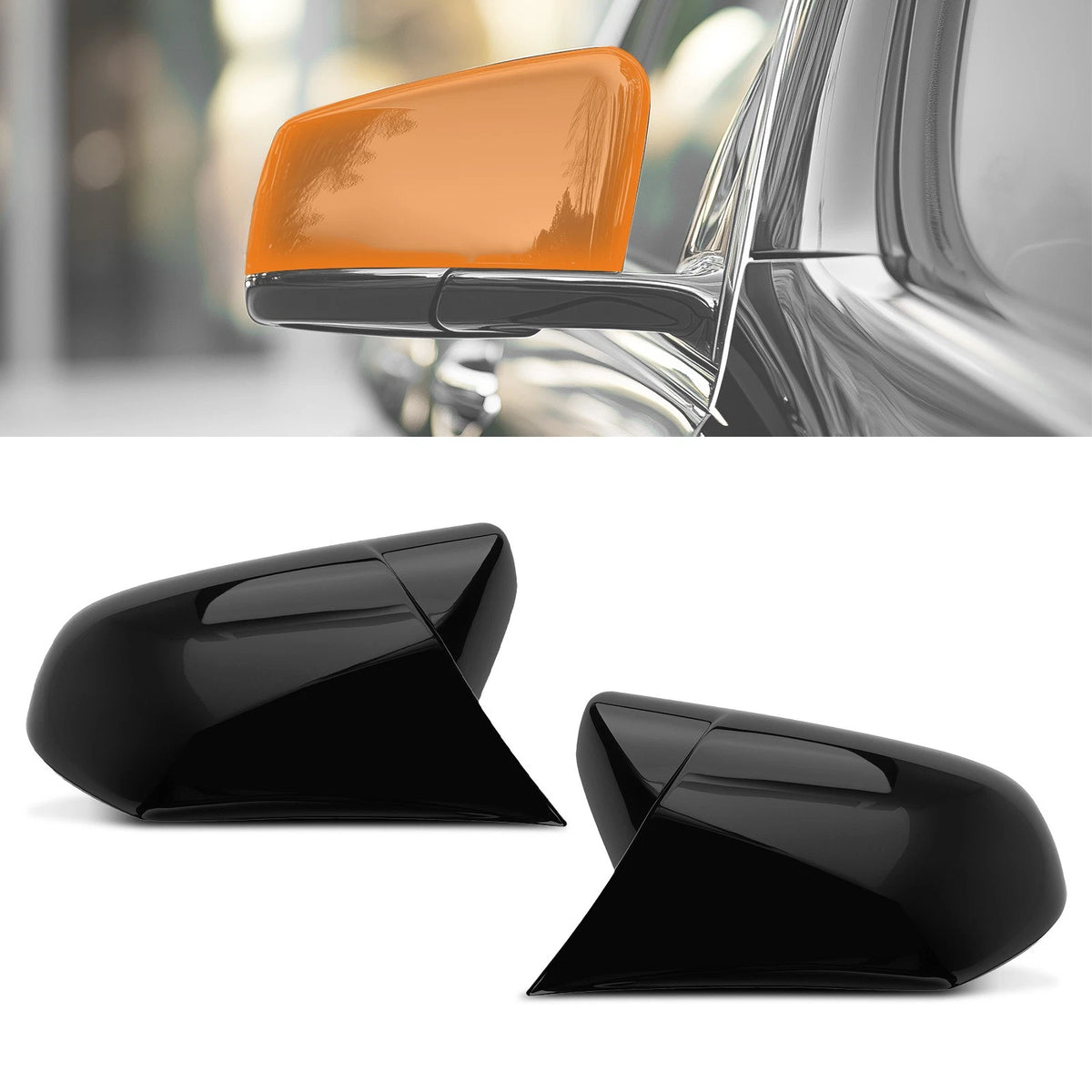 Set of 2 Exterior Mirror Shells for Toyota Camry Avalon (2018–2023) E0UCO1 Black ABS