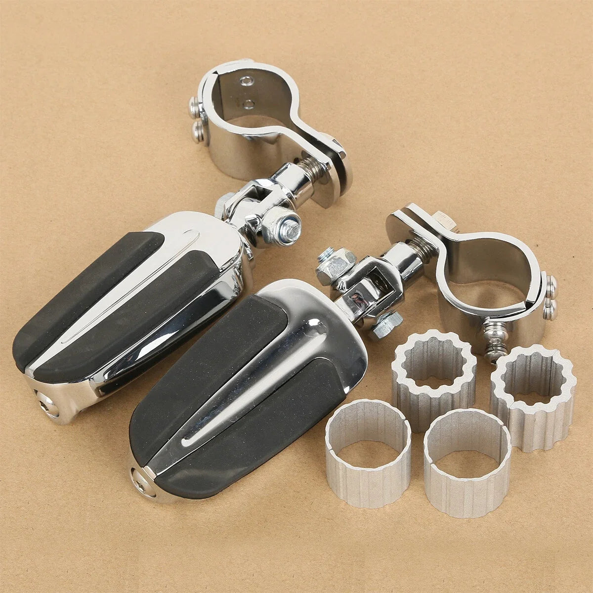 Chrome Highway Bar Footpegs Clamps for Harley Touring (Fits 22mm, 25mm, 32mm, 35mm)