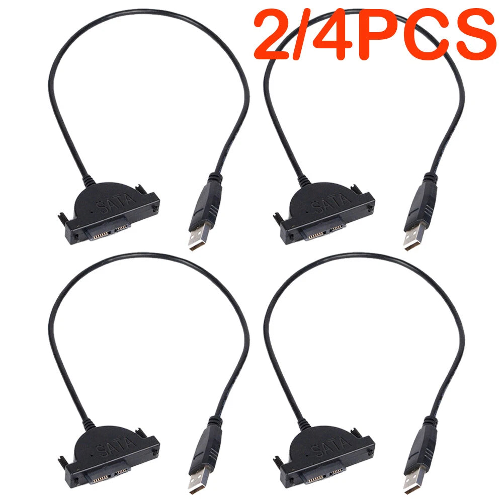 2X USB 2.0 to Mini SATA 7+6 13Pin Adapter Cable for Laptop CD/DVD ROM Drive