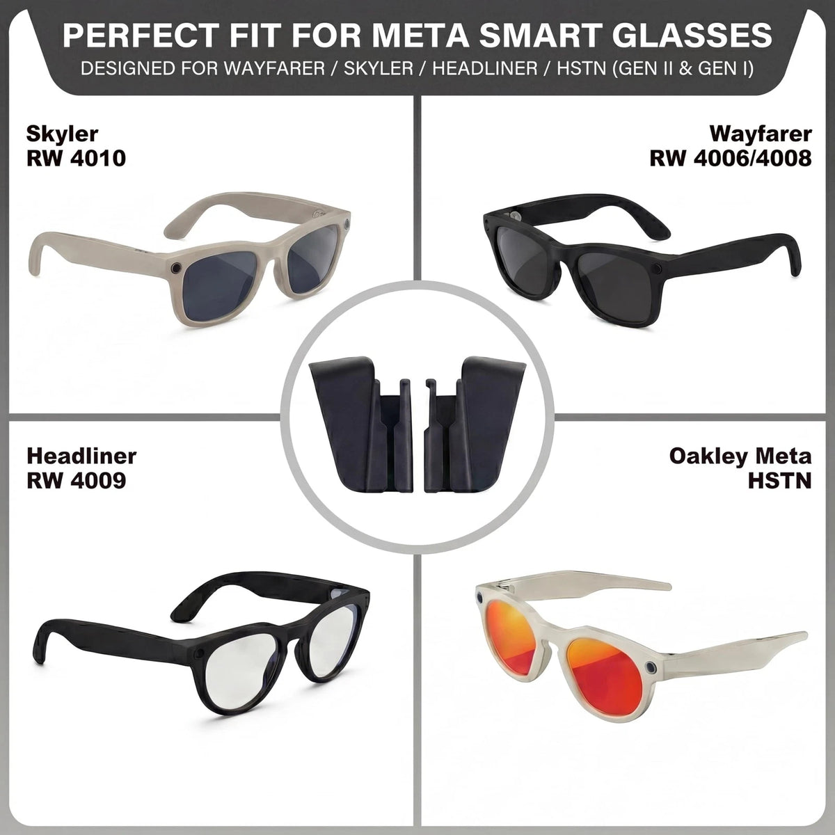 2 Pairs Silicone Side Shields for Glasses - Matte Black