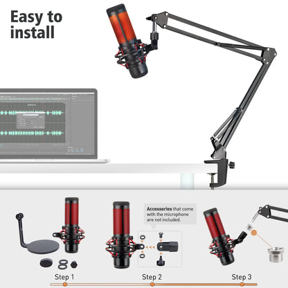 HyperX QuadCast Boom Arm with Red Microphone Covers