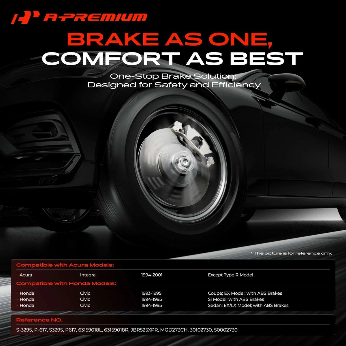 Set of 2 Front Drilled Brake Rotors & Ceramic Pads for Honda Civic (1993–1995) S-3295, P-617
