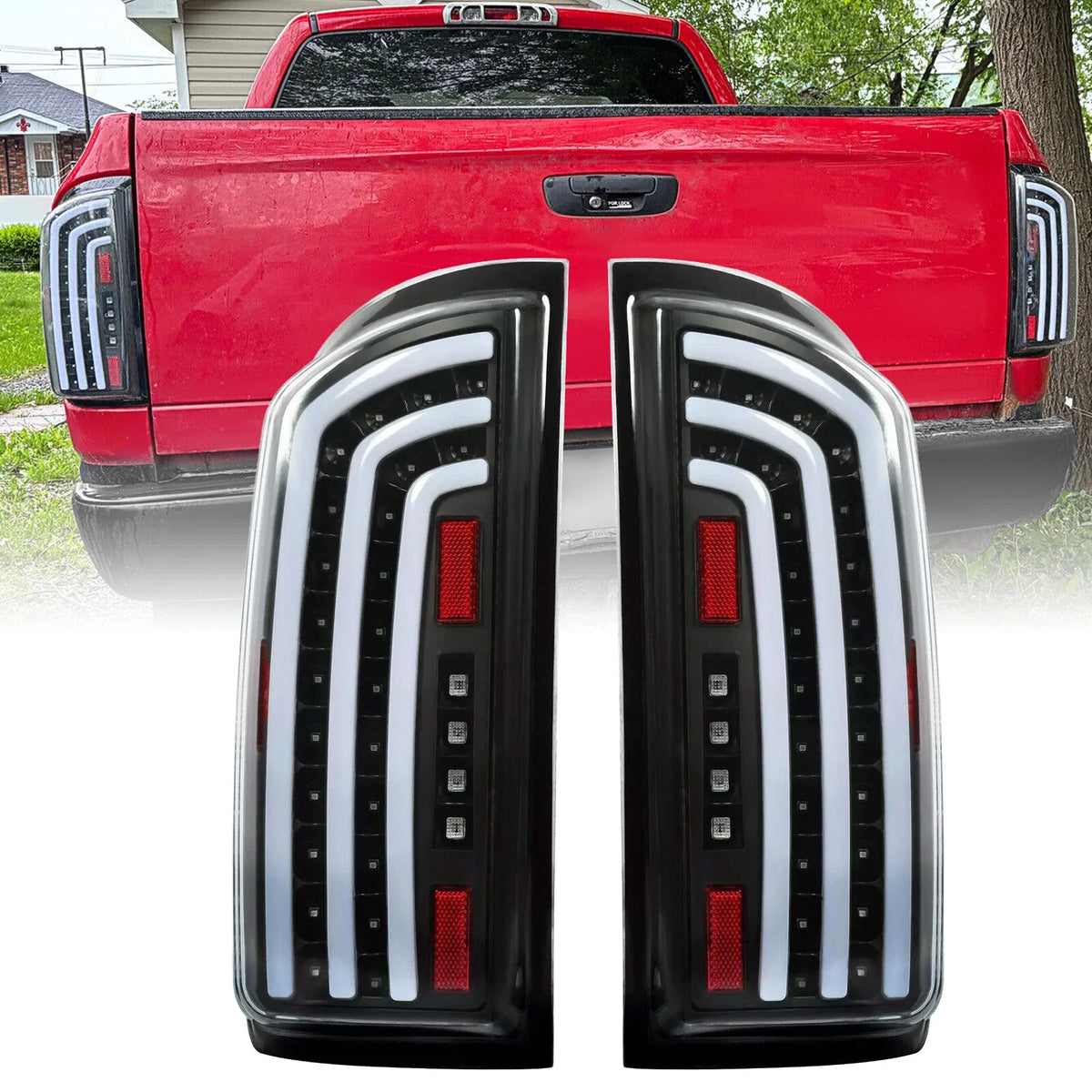 LED Tube Bar Clear Tail Lights for Dodge Ram 1500 2500 3500 (2007–2009)