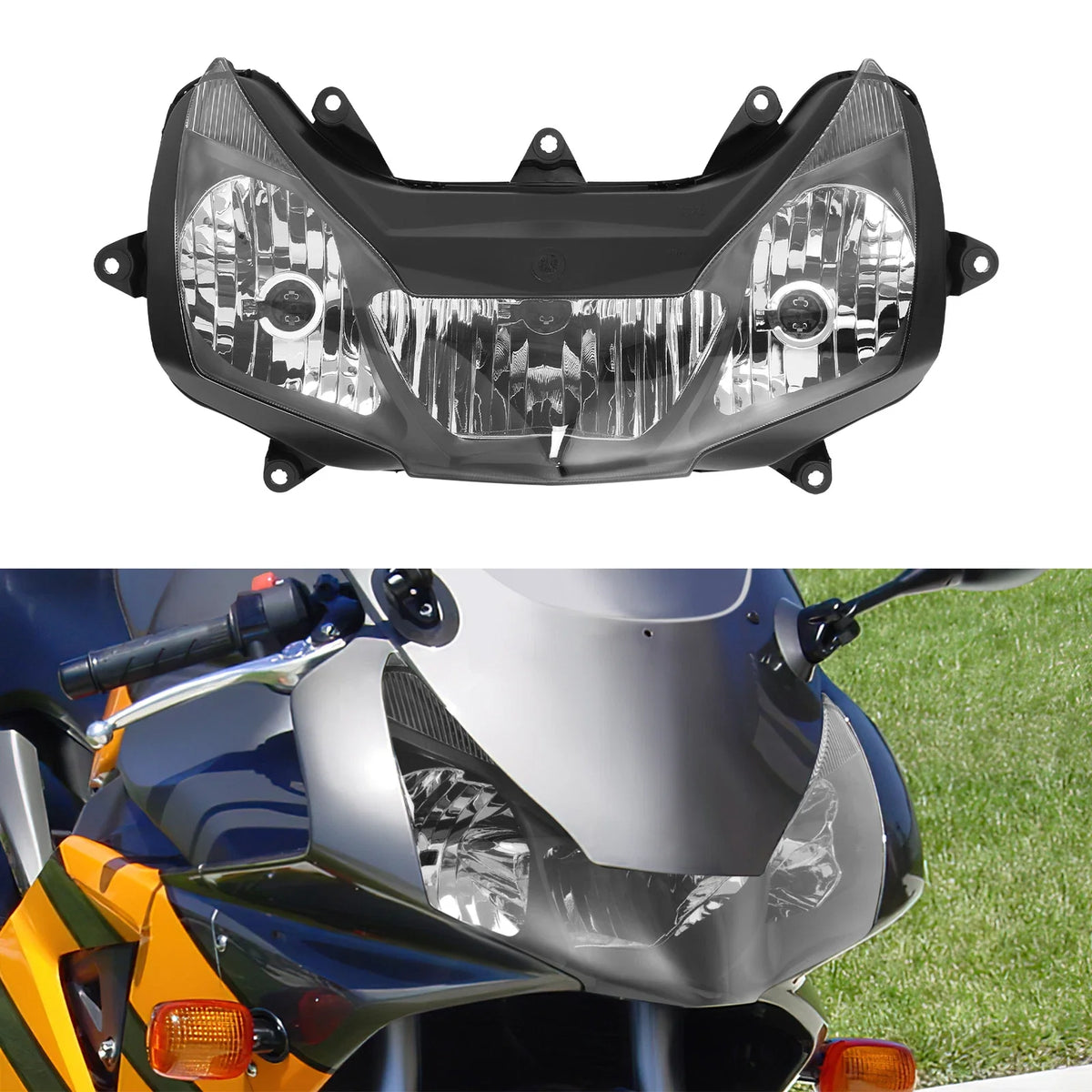 Front Headlight Lamp & Upper Fairing Stay Brackets for Honda CBR954RR (2002–2003)