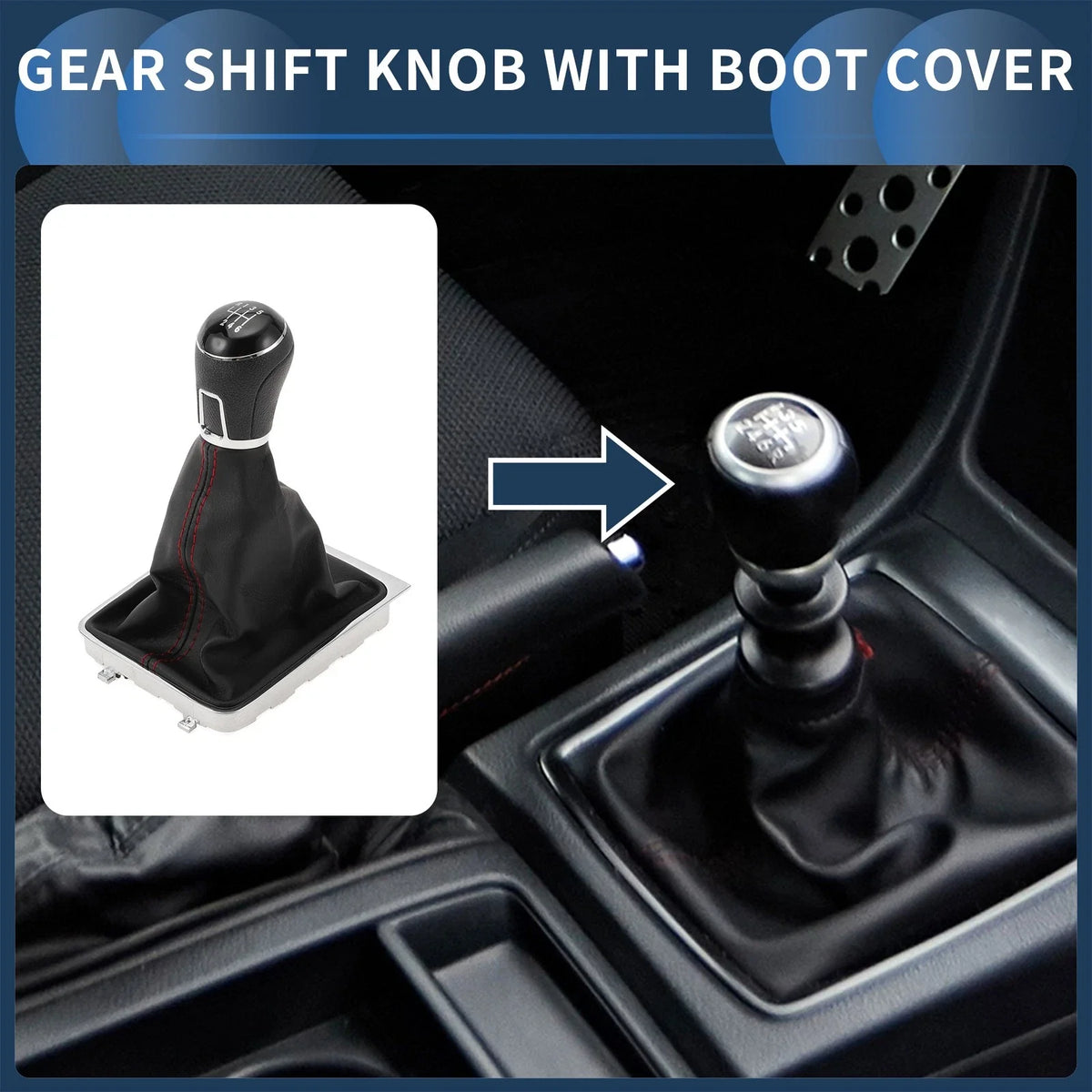 6 Speed Gear Shifter Knob with Cover for Volkswagen Passat (2008–2012)