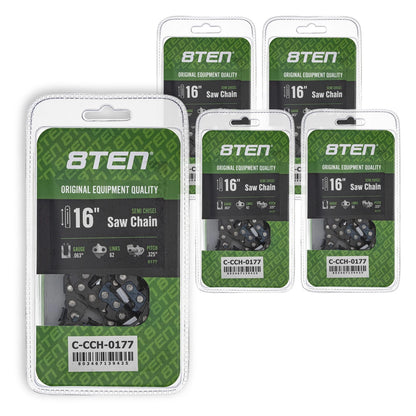 5-Pack Chainsaw Chain 16 Inch .063 .325 62DL for Stihl MS 021 250 070 251 C-BE - 5018417-62, 591104262, H26-62, H28-62, 26RS362E
