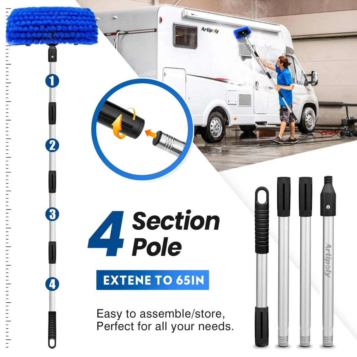 65'' Five-Sided Car Wash Brush for Scratch-Free Cleaning