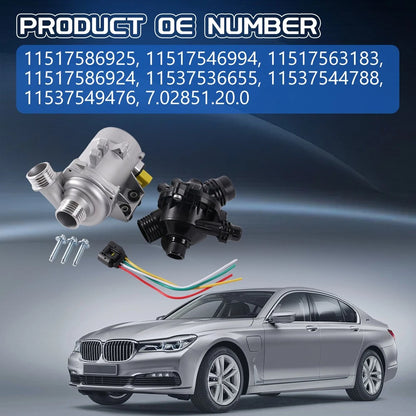 Water Pump with Thermostat & Bolt for BMW 128i 325i 328i 528i 530i X3 (2007–2013)