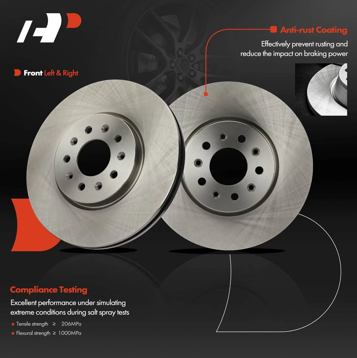 Set of 2 Front Disc Brake Rotors & Ceramic Pads for Chevrolet Equinox (2018–2020)