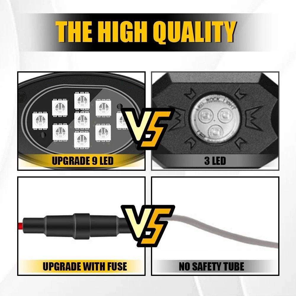 20x RGB LED Rock Lights for Offroad Vehicles (APP Control)