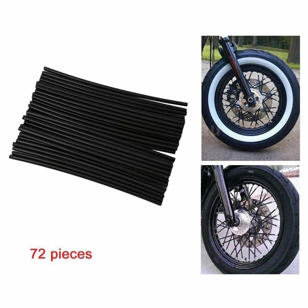 72x Black Wheel Spoked Protector Wraps for Motorcycle Bicycle