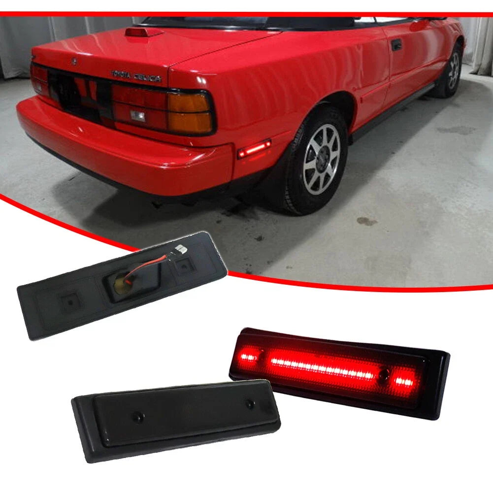 2X Smoked Red LED Rear Bumper Side Marker Lights for Toyota Celica (1986–1989)