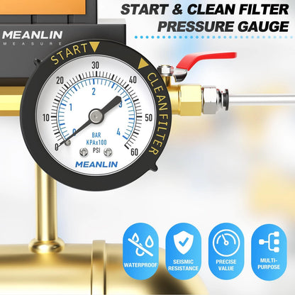 0-60 Psi Back Mount Pressure Gauge for Automotive Use