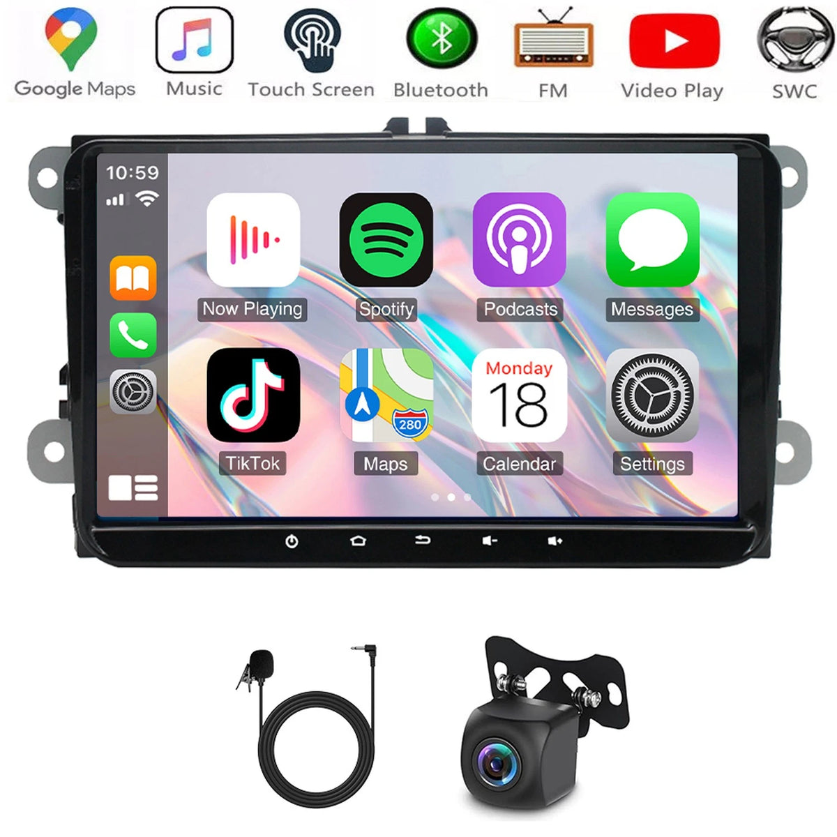 9" Wireless Android Auto CarPlay Stereo for VW Golf Jetta Passat