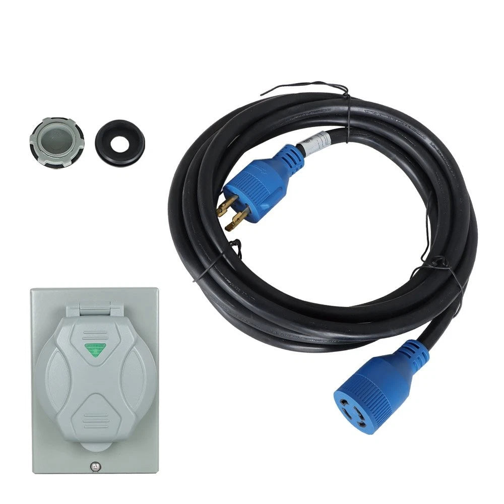 30A L14-30P Generator Cord 15FT + Waterproof Power Inlet Box Combo Kit