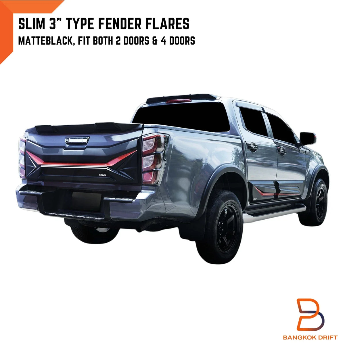 3" Matte Black Fender Flares for Isuzu D-Max Ute (2024-2025)