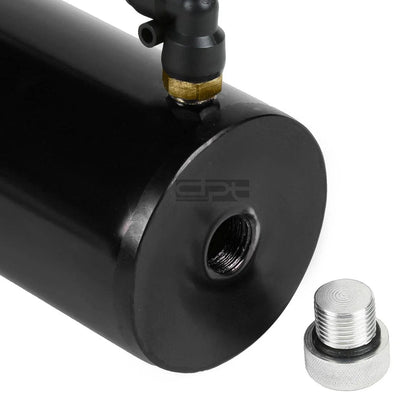 Billet Aluminum Round Black Engine Oil Catch Tank Reservoir for
