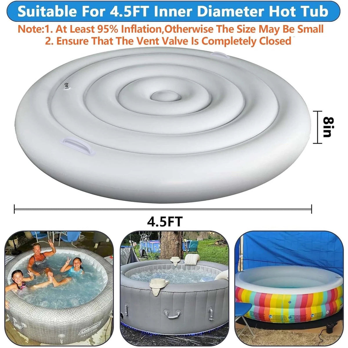 Inflatable Hot Tub Cover for LFUTARI 4.5 Ft (Round)