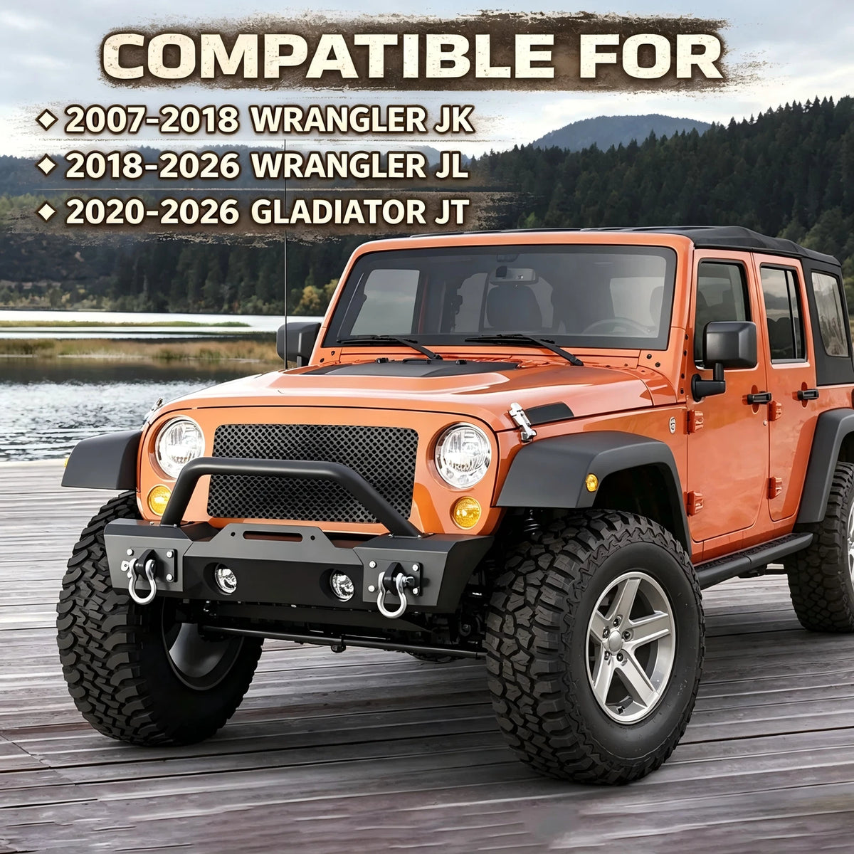 Front Bumper Stubby Assembly with Winch Plate for Wrangler JK Unlimited (2007–2018) - CON-A000000052