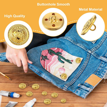 24 Pcs Gold Buttons for Blazer, Coat (Various Sizes)