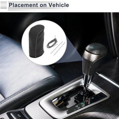 Gear Shift Knob Cover for Nissan Tiida (2004–2012) Black Grey Faux Leather