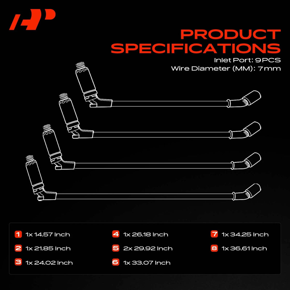 9x Spark Plug Wire Set for Chevy GMC C2500 C2500 Suburban C3500 K2500 (12192004, 671-8055)